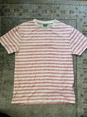 Bored Teenager Striped Crew Neck T-Shirt - White & Red